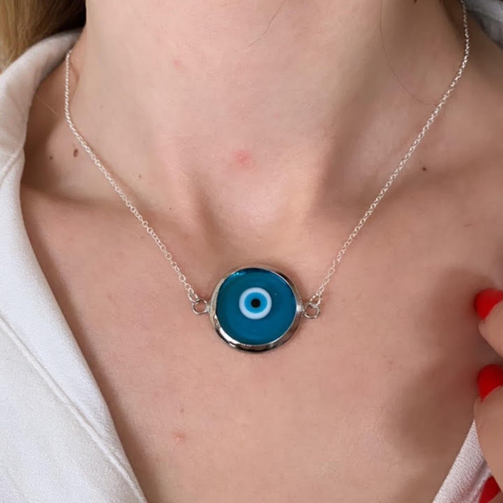Evil Eye Necklace, Sterling Silver 925